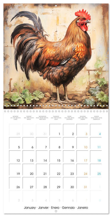 Coqs de nos campagnes (CALVENDO Calendrier mensuel 2026)