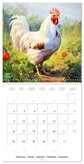 Coqs de nos campagnes (CALVENDO Calendrier mensuel 2026)