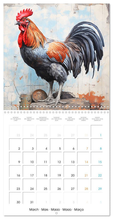 Coqs de nos campagnes (CALVENDO Calendrier mensuel 2026)