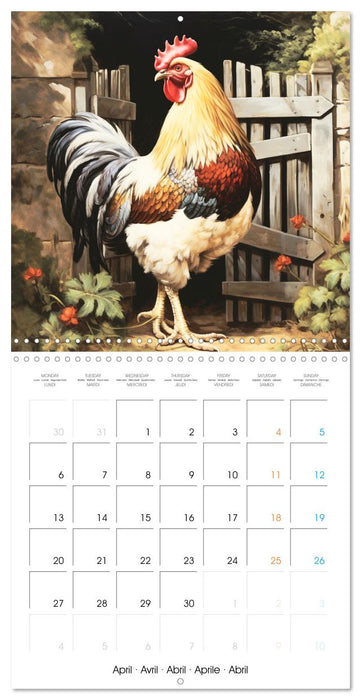 Coqs de nos campagnes (CALVENDO Calendrier mensuel 2026)