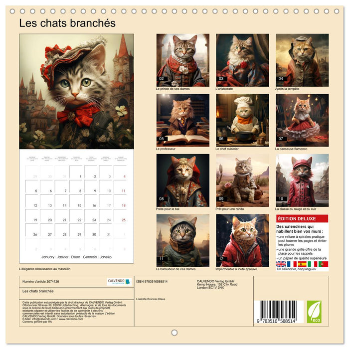 Les chats branchés (CALVENDO Calendrier mensuel 2026)