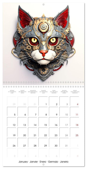 Félins Steampunk (CALVENDO Calendrier mensuel 2026)
