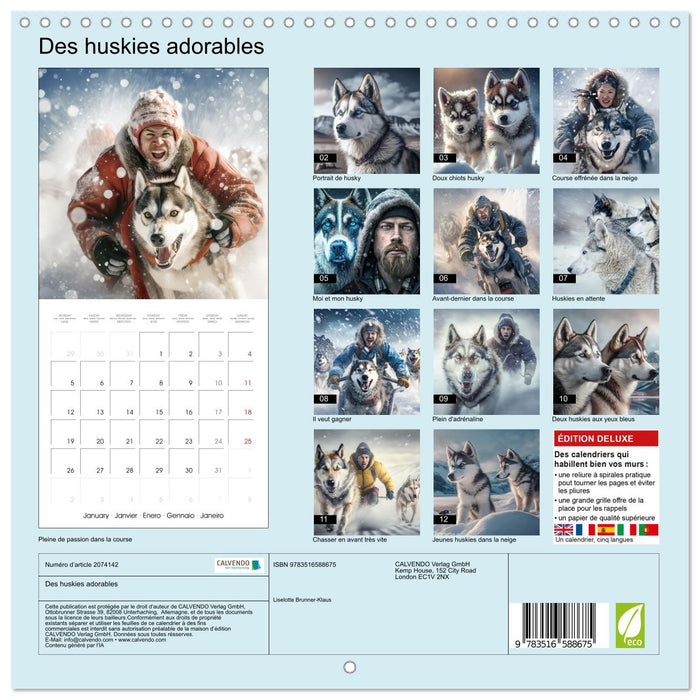 Des huskies adorables (CALVENDO Calendrier mensuel 2026)