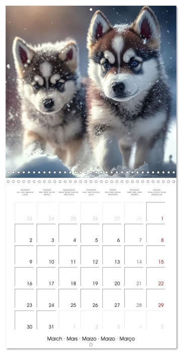 Des huskies adorables (CALVENDO Calendrier mensuel 2026)