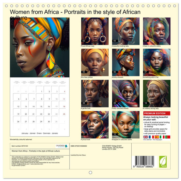 Women from Africa - Portraits in the style of African culture (CALVENDO Monthly Calendar 2026)