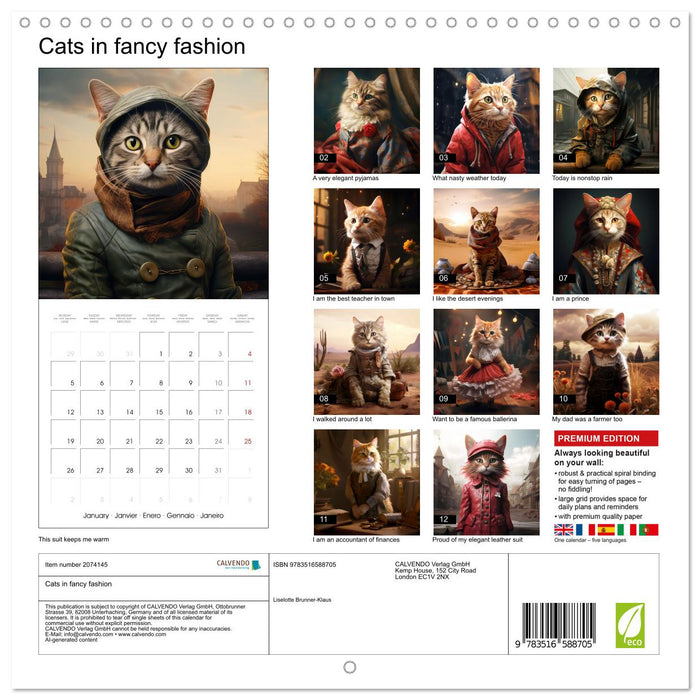Cats in fancy fashion (CALVENDO Monthly Calendar 2026)