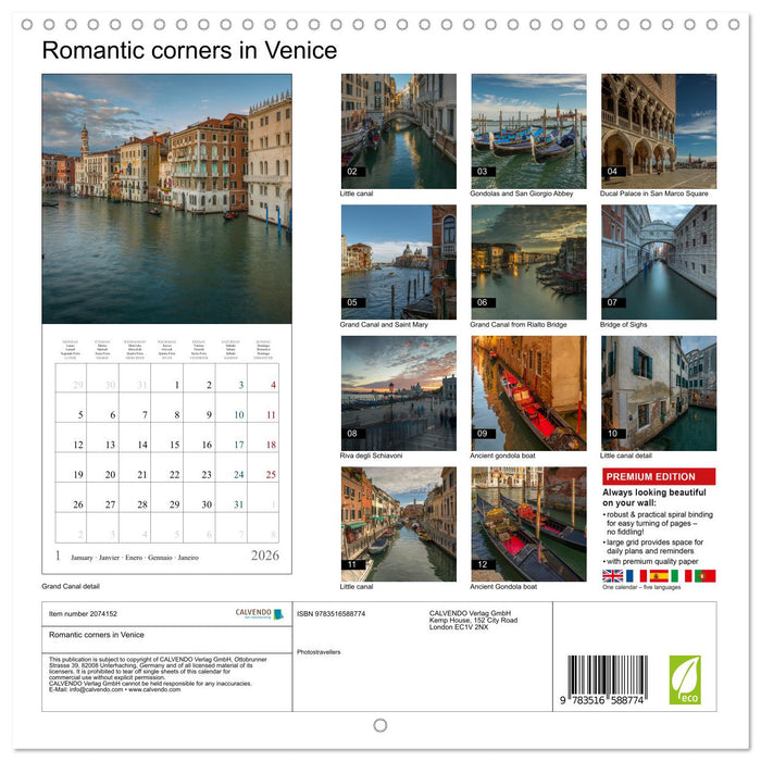 Romantic corners in Venice (CALVENDO Monthly Calendar 2026)