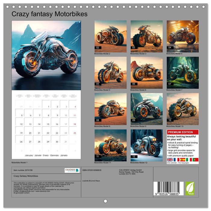 Crazy fantasy Motorbikes (CALVENDO Monthly Calendar 2026)