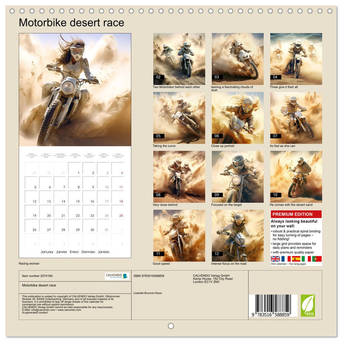 Motorbike desert race (CALVENDO Monthly Calendar 2026)