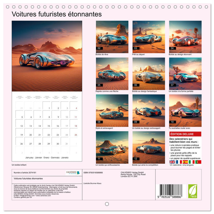Voitures futuristes étonnantes (CALVENDO Calendrier mensuel 2026)