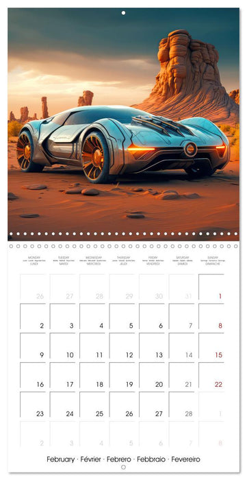Voitures futuristes étonnantes (CALVENDO Calendrier mensuel 2026)