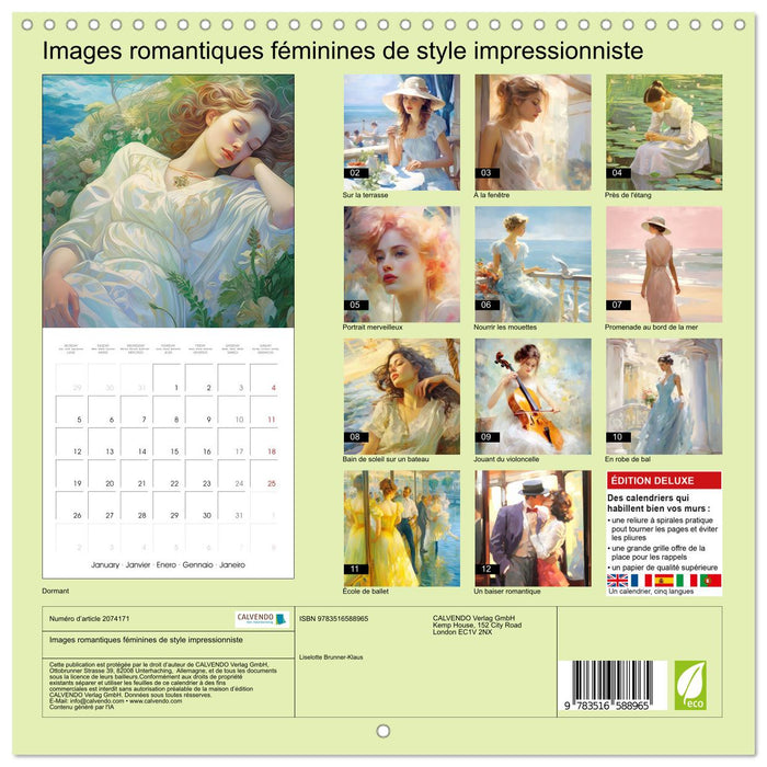 Images romantiques féminines de style impressionniste (CALVENDO Calendrier mensuel 2026)