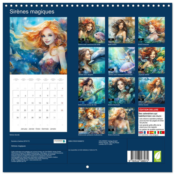 Sirènes magiques (CALVENDO Calendrier mensuel 2026)