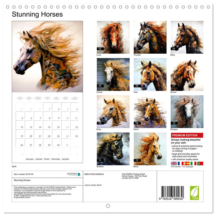 Stunning Horses (CALVENDO Monthly Calendar 2026)