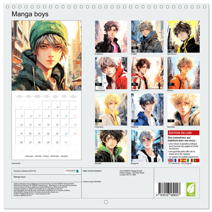 Manga boys (CALVENDO Calendrier mensuel 2026)