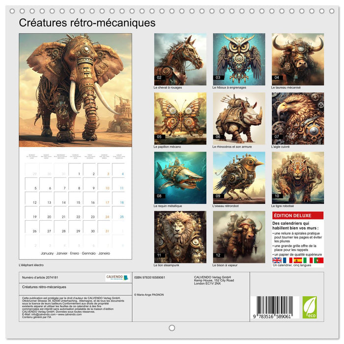 Créatures rétro-mécaniques (CALVENDO Calendrier mensuel 2026)