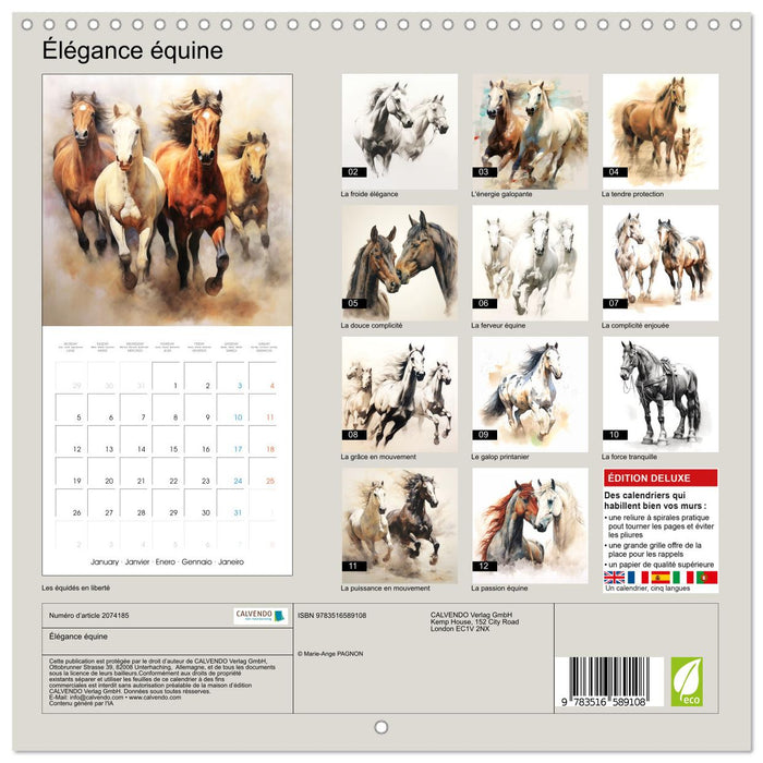 Élégance équine (CALVENDO Calendrier mensuel 2026)
