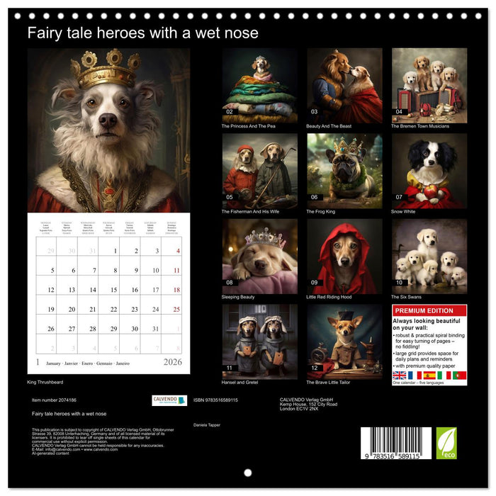 Fairy tale heroes with a wet nose (CALVENDO Monthly Calendar 2026)