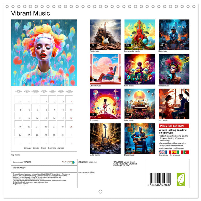 Vibrant Music (CALVENDO Monthly Calendar 2026)