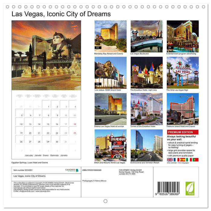 Las Vegas, Iconic City of Dreams (CALVENDO Monthly Calendar 2026)