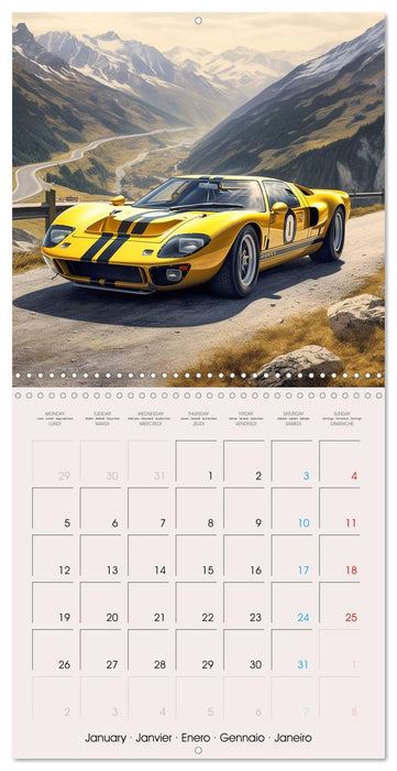 Voitures de course anciennes (CALVENDO Calendrier mensuel 2026)