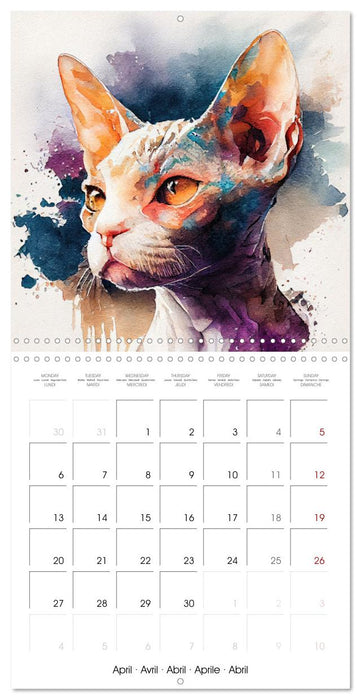 Cat Breeds in Watercolor (CALVENDO Monthly Calendar 2026)