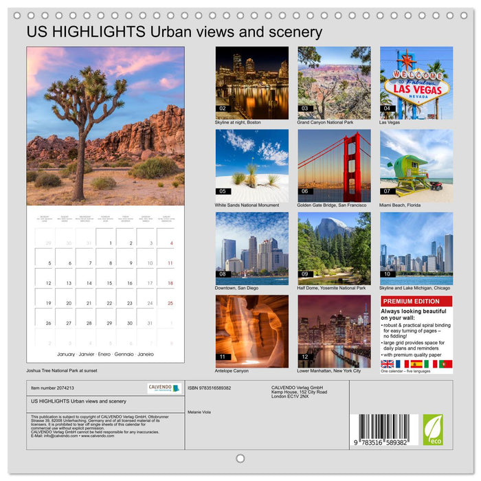US HIGHLIGHTS Urban views and scenery (CALVENDO Monthly Calendar 2026)