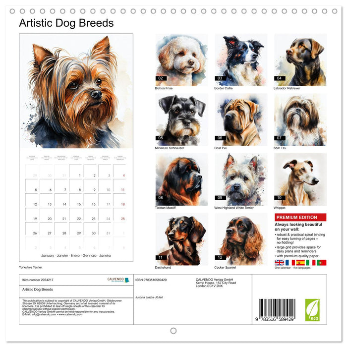 Artistic Dog Breeds (CALVENDO Monthly Calendar 2026)