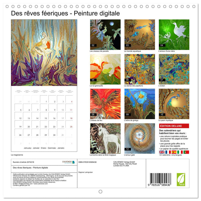 Des rêves féeriques - Peinture digitale (CALVENDO Calendrier mensuel 2026)