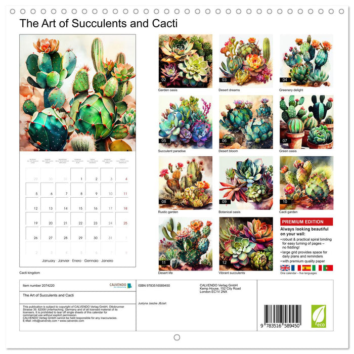 The Art of Succulents and Cacti (CALVENDO Monthly Calendar 2026)
