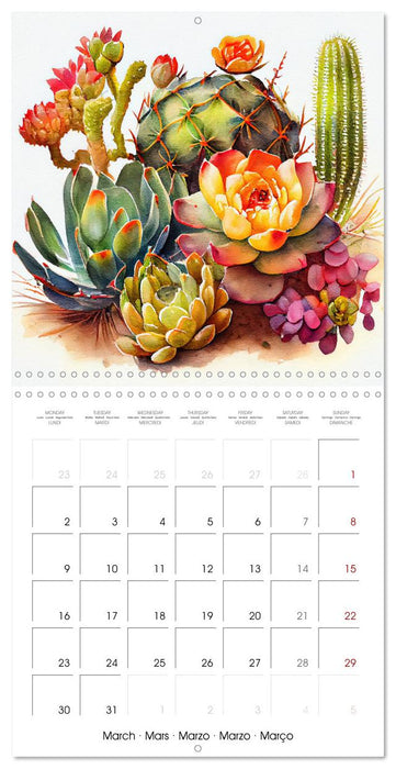 The Art of Succulents and Cacti (CALVENDO Monthly Calendar 2026)