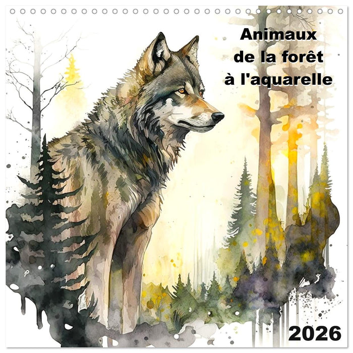 Animaux de la forêt à l'aquarelle (CALVENDO Calendrier mensuel 2026)