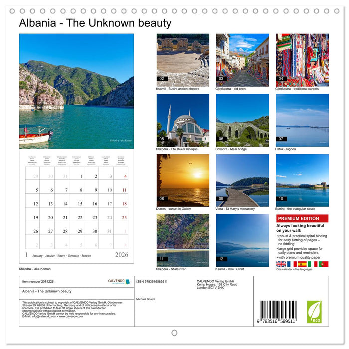 Albania - The Unknown beauty (CALVENDO Monthly Calendar 2026)