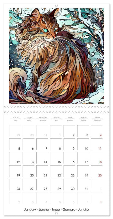 Chats de style Art nouveau (CALVENDO Calendrier mensuel 2026)