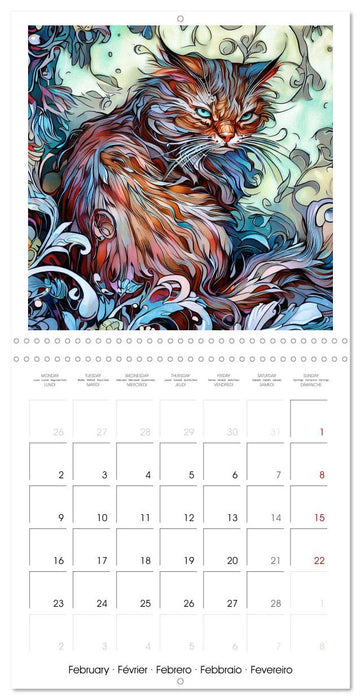 Chats de style Art nouveau (CALVENDO Calendrier mensuel 2026)