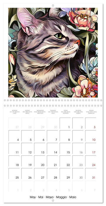Chats de style Art nouveau (CALVENDO Calendrier mensuel 2026)