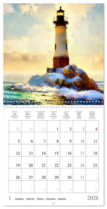 Phares de fantaisie (CALVENDO Calendrier mensuel 2026)