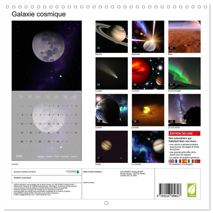 Galaxie cosmique (CALVENDO Calendrier mensuel 2026)