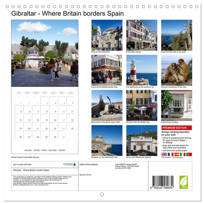 Gibraltar - Where Britain borders Spain (CALVENDO Monthly Calendar 2026)