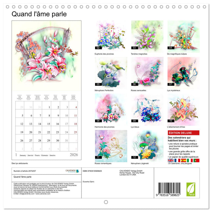 Quand l'âme parle (CALVENDO Calendrier mensuel 2026)
