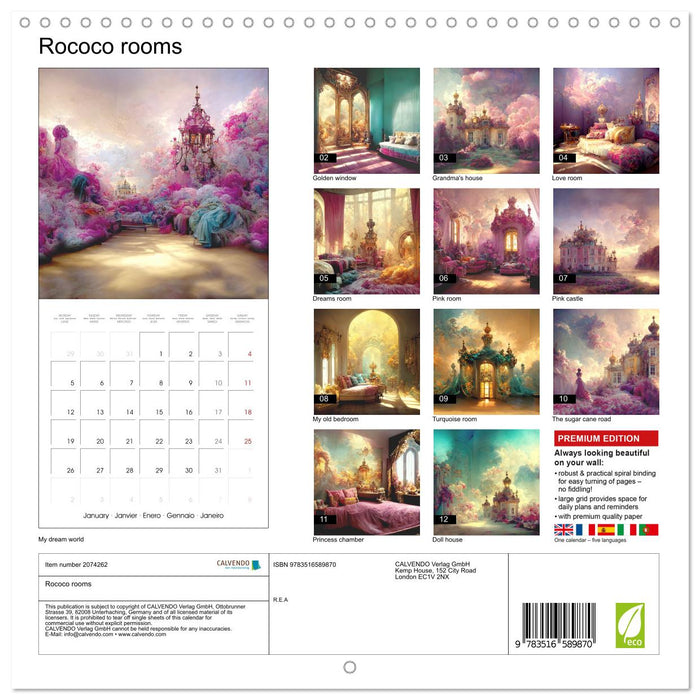Rococo rooms (CALVENDO Monthly Calendar 2026)