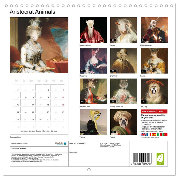 Aristocrat Animals (CALVENDO Monthly Calendar 2026)