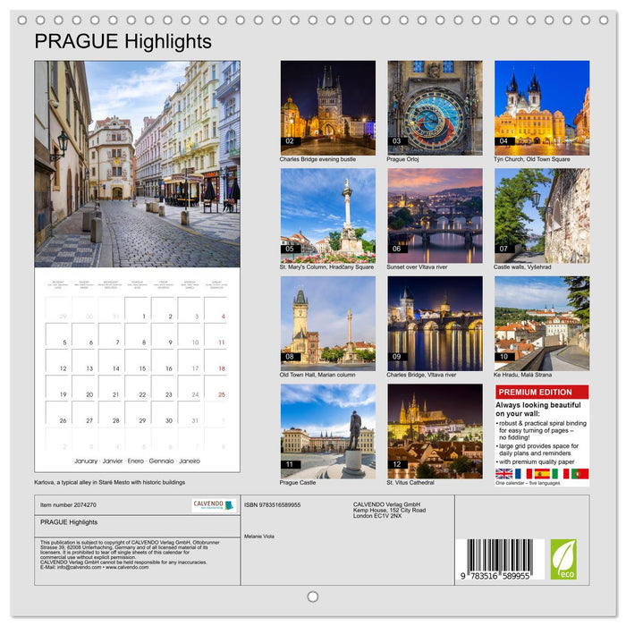 PRAGUE Highlights (CALVENDO Monthly Calendar 2026)