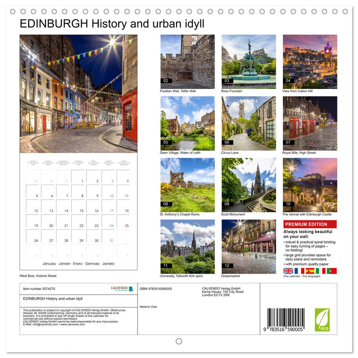 EDINBURGH History and urban idyll (CALVENDO Monthly Calendar 2026)