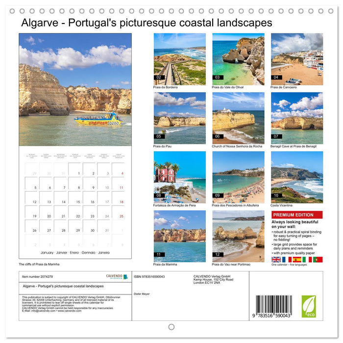 Algarve - Portugal's picturesque coastal landscapes (CALVENDO Monthly Calendar 2026)