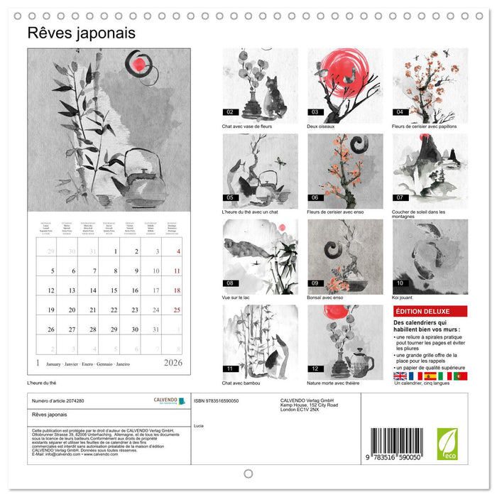 Rêves japonais (CALVENDO Calendrier mensuel 2026)