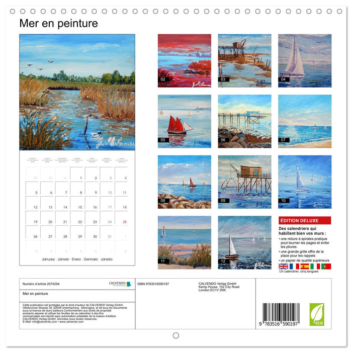 Mer en peinture (CALVENDO Calendrier mensuel 2026)