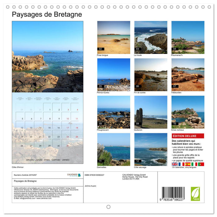 Paysages de Bretagne (CALVENDO Calendrier mensuel 2026)