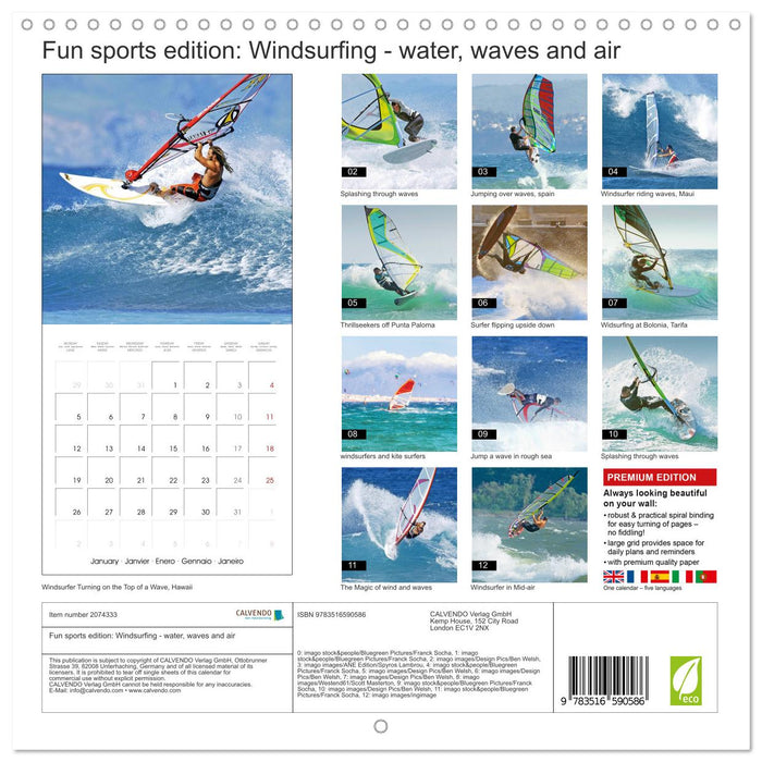 Fun sports edition: Windsurfing - water, waves and air (CALVENDO Monthly Calendar 2026)