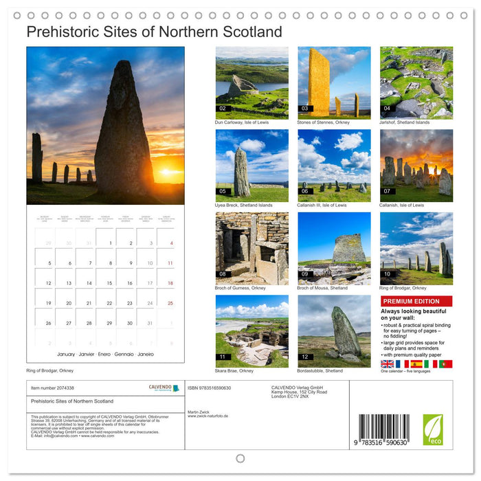 Prehistoric Sites of Northern Scotland (CALVENDO Monthly Calendar 2026)